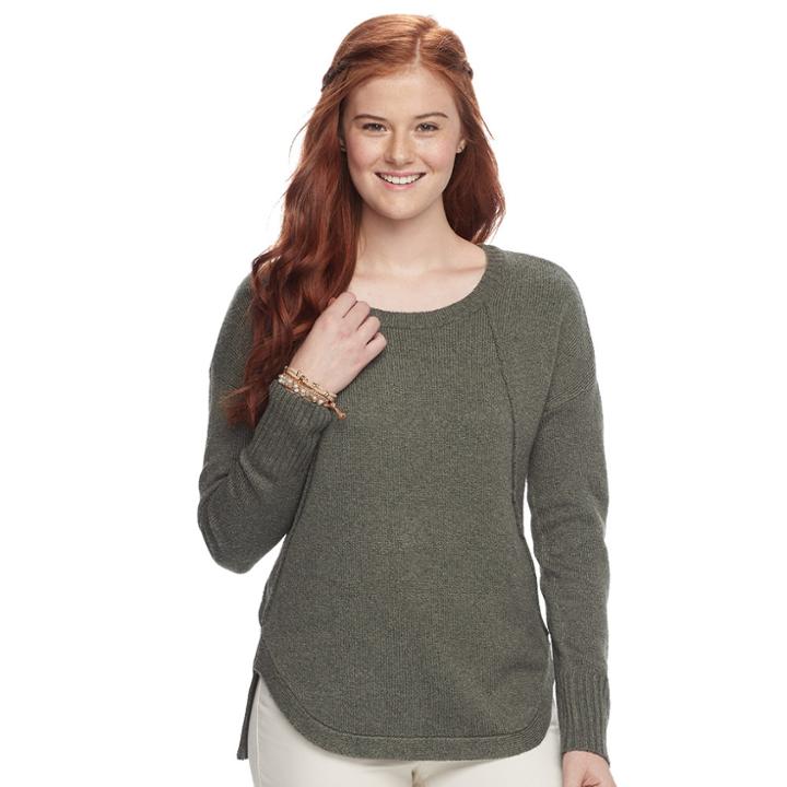Juniors' Pink Republic Drop Shoulder Sweater, Teens, Size: Large, Green Oth