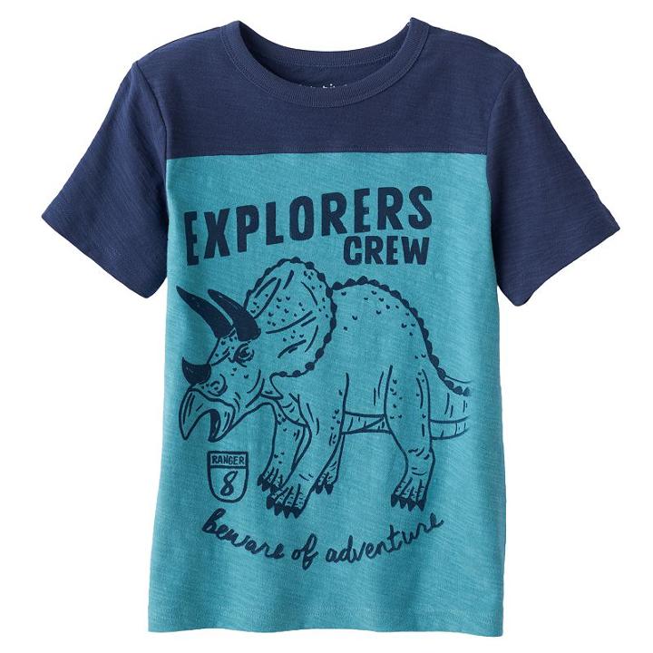 Boys 4-10 Jumping Beans&reg; Colorblock Slubbed Graphic Tee, Boy's, Size: 6, Turquoise/blue (turq/aqua)