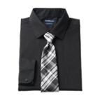 Men's Croft & Barrow&reg; Classic-fit Stretch-collar Dress Shirt And Patterned Tie Boxed Set, Size: 2x-36/37, Black