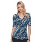 Women's Dana Buchman Printed Surplice Top, Size: Medium, Brt Blue