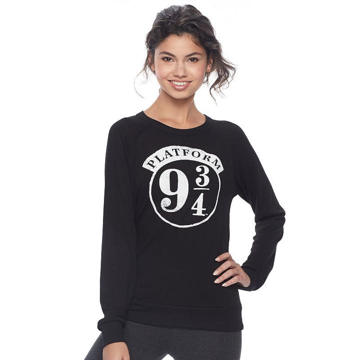 Juniors' Harry Potter Platform Graphic Sweatshirt, Teens, Size: Large, Black