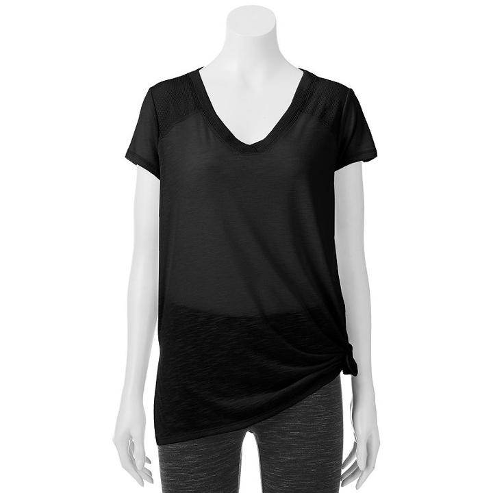 Juniors' So&reg; Knot Front Active Tee, Teens, Size: Large, Black