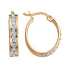 Diamond Mystique 18k Gold Over Silver Diamond Accent Oval Hoop Earrings, Women's, White