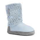 Muk Luks Women's Sofia Pointelle Knit Boot Slippers, Size: Large, Light Blue