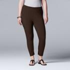 Plus Size Simply Vera Vera Wang Solid Capri Leggings, Women's, Size: 2xl, Dark Brown