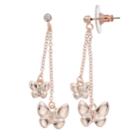 Lc Lauren Conrad Nickel Free Rose Gold Tone Butterfly Drop Earrings, Women's, Light Pink