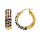 18k Gold-over-silver Gemstone Hoop Earrings, Women's, Multicolor