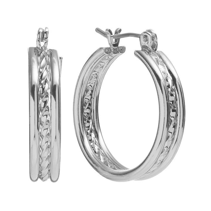 Apt. 9&reg; Twist Triple-hoop Earrings, Women's, Grey