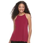 Juniors' Candie's&reg; Split Back High Neck Tank, Girl's, Size: Large, Red Other