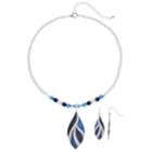 Leaf Pendant Necklace & Earring Set, Women's, Blue