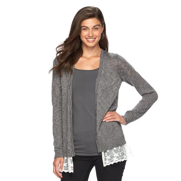 Women's Ab Studio Lace Cardigan, Size: Medium, Ovrfl Oth