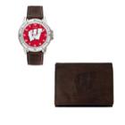 Wisconsin Badgers Watch & Trifold Wallet Gift Set, Boy's, Brown