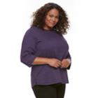 Plus Size Croft & Barrow&reg; Ribbed Shoulder Sweater, Women's, Size: 1xl, Purple