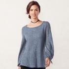 Women's Lc Lauren Conrad Fairisle Lace Top, Size: Large, Med Grey