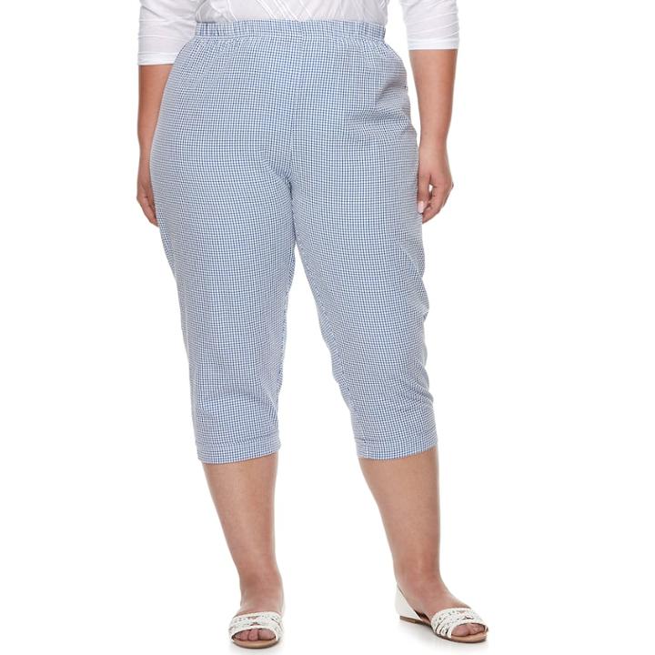 Plus Size Cathy Daniels Gingham Pull-on Capris, Women's, Size: 1xl, Brt Blue
