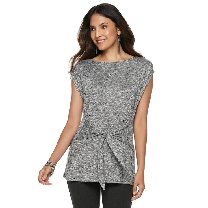 Women's Jennifer Lopez Tie Front Tee, Size: Large, Black