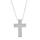 Sterling Silver 1/5 Carat T.w. Diamond Cross Pendant Necklace, Women's, Size: 18