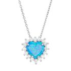 Lab-created Blue Opal & Cubic Zirconia Sterling Silver Heart Halo Pendant Necklace, Women's, Size: 18