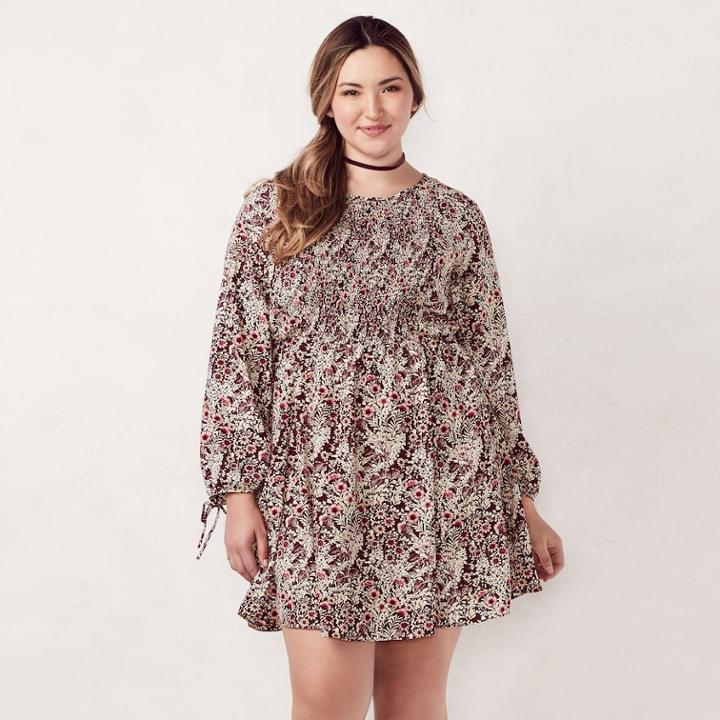 Plus Size Lc Lauren Conrad Smocked Fit & Flare Dress, Women's, Size: 2xl, Dark Red
