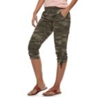 Women's Sonoma Goods For Life&trade; Ultra Comfortwaist Ruched Utility Capris, Size: 2, Dark Green