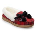 Women's Sonoma Goods For Life&trade; Plaid Flannel Moccasin Slippers, Size: Large, Dark Pink
