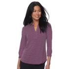 Women's Dana Buchman Knit Henley Top, Size: Large, Med Purple