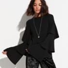 K/lab Tiered Flare Sleeve Top, Size: Medium, Black