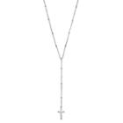 Sterling Silver Beaded Cross Y Necklace, Women's, Size: 16, Grey