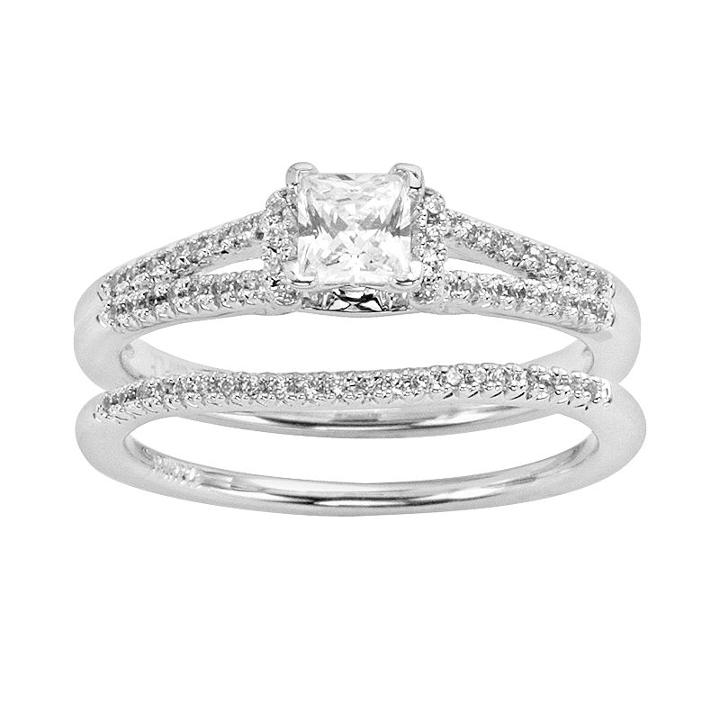 Princess-cut Certified Diamond Engagement Ring Set In 14k White Gold (5/8 Ct. T.w.), Women's, Size: 6.50