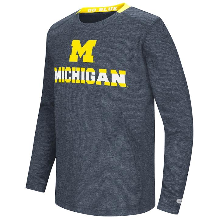 Boys 8-20 Michigan Wolverines Wordmark Tee, Size: Xl(20), Dark Blue