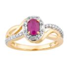 10k Gold Ruby & 1/4 Carat T.w. Diamond Swirl Ring, Women's, Size: 6, Red