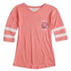 Girls 7-16 Mudd&reg; Crochet Striped Sleeve Varsity Tee, Size: 10, Med Pink