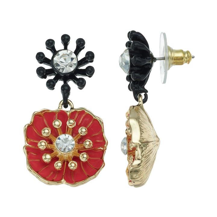 Dana Buchman Poppy Nickel Free Double Drop Earrings, Women's, Red