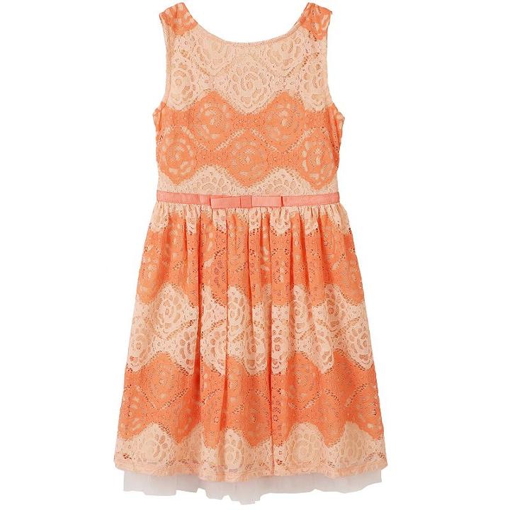 Girls Plus Size Speechless Two-tone All-over Lace Dress, Girl's, Size: 18 1/2, Orange Oth