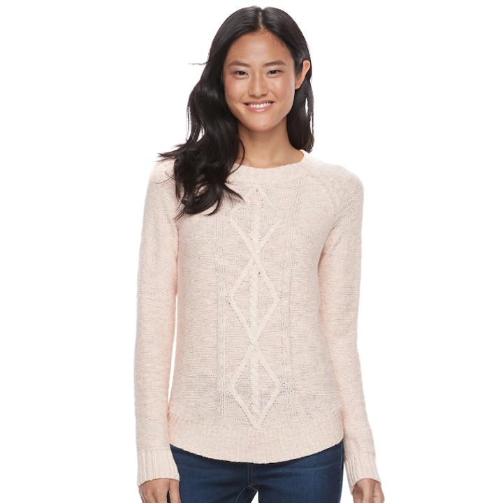 Juniors' So&reg; Shirttail Cable-knit Sweater, Teens, Size: Xl, Light Pink