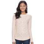 Juniors' So&reg; Shirttail Cable-knit Sweater, Teens, Size: Xl, Light Pink