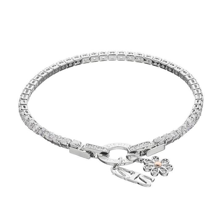 Dovetail Two Tone Cubic Zirconia Sis Charm Tennis Bracelet, Women's, Size: 7.5, White