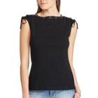 Women's Chaps Lace-up Tee, Size: Medium, Black