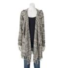 Women's Sonoma Goods For Life&trade; Hooded Marled Cardigan, Size: Large, Beig/green (beig/khaki)