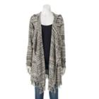 Women's Sonoma Goods For Life&trade; Hooded Marled Cardigan, Size: Large, Beig/green (beig/khaki)
