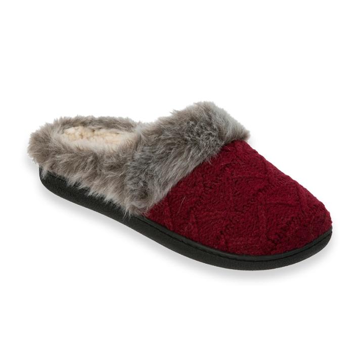 Women's Dearfoams Textured Knit Slippers, Size: Small, Dark Red