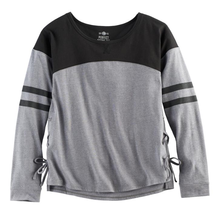 Girls 7-16 & Plus Size So&reg; Lace-up Side Tee, Size: 12, Light Grey