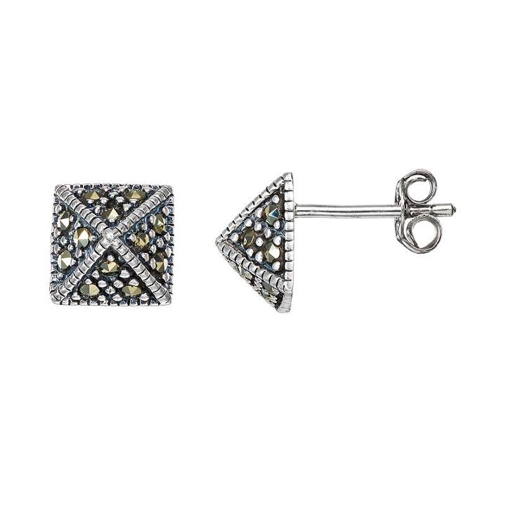 Tori Hill Marcasite Sterling Silver Pyramid Stud Earrings, Women's, Grey