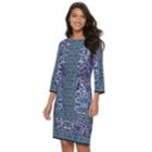 Women's Suite 7 Printed Shift Dress, Size: 6, Purple