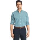 Men's Izod Slim-fit Gingham-checked Stretch Button-down Shirt, Size: Small, Turquoise/blue (turq/aqua)