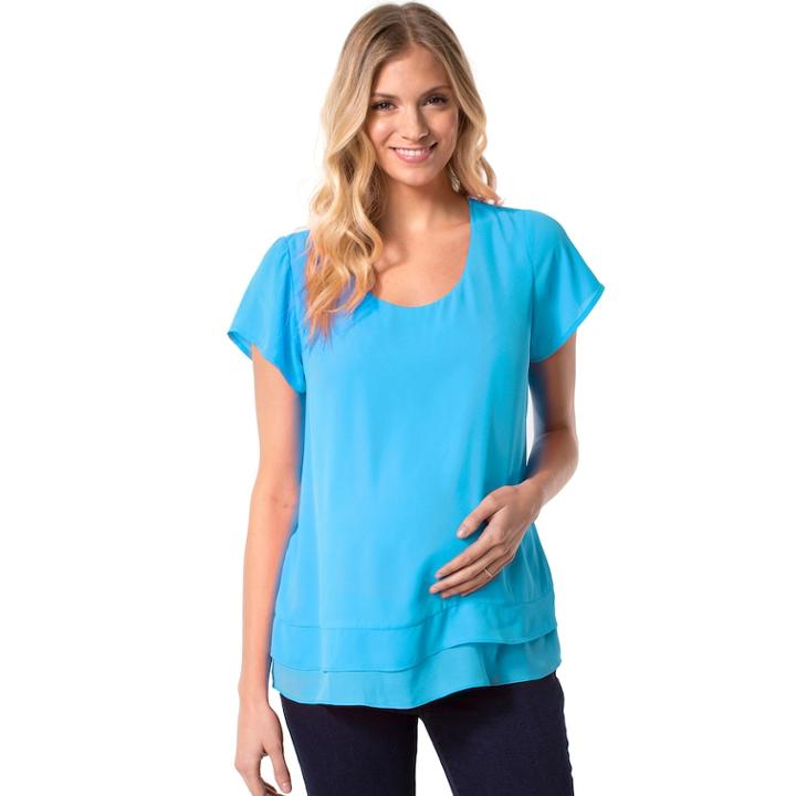 Maternity Pip & Vine By Rosie Pope Double-layer Tee, Women's, Size: L-mat, Brt Blue
