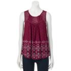 Juniors' Rewind Lace Yoke Crepe Tank, Girl's, Size: Medium, Med Red