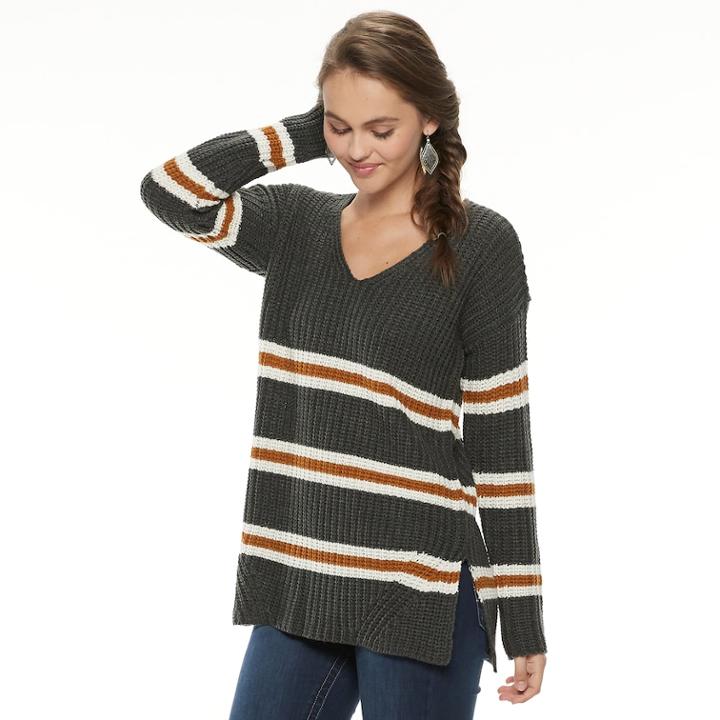 Juniors' Pink Republic Cutout Back Sweater, Teens, Size: Small, Grey