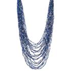 Blue Seed Bead Layered Necklace, Women's