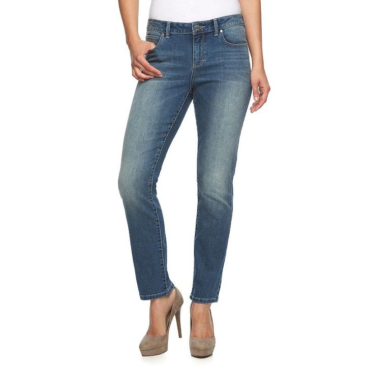 Petite Jennifer Lopez Modern Fit Straight-leg Jeans, Women's, Size: 6p - Short, Dark Blue